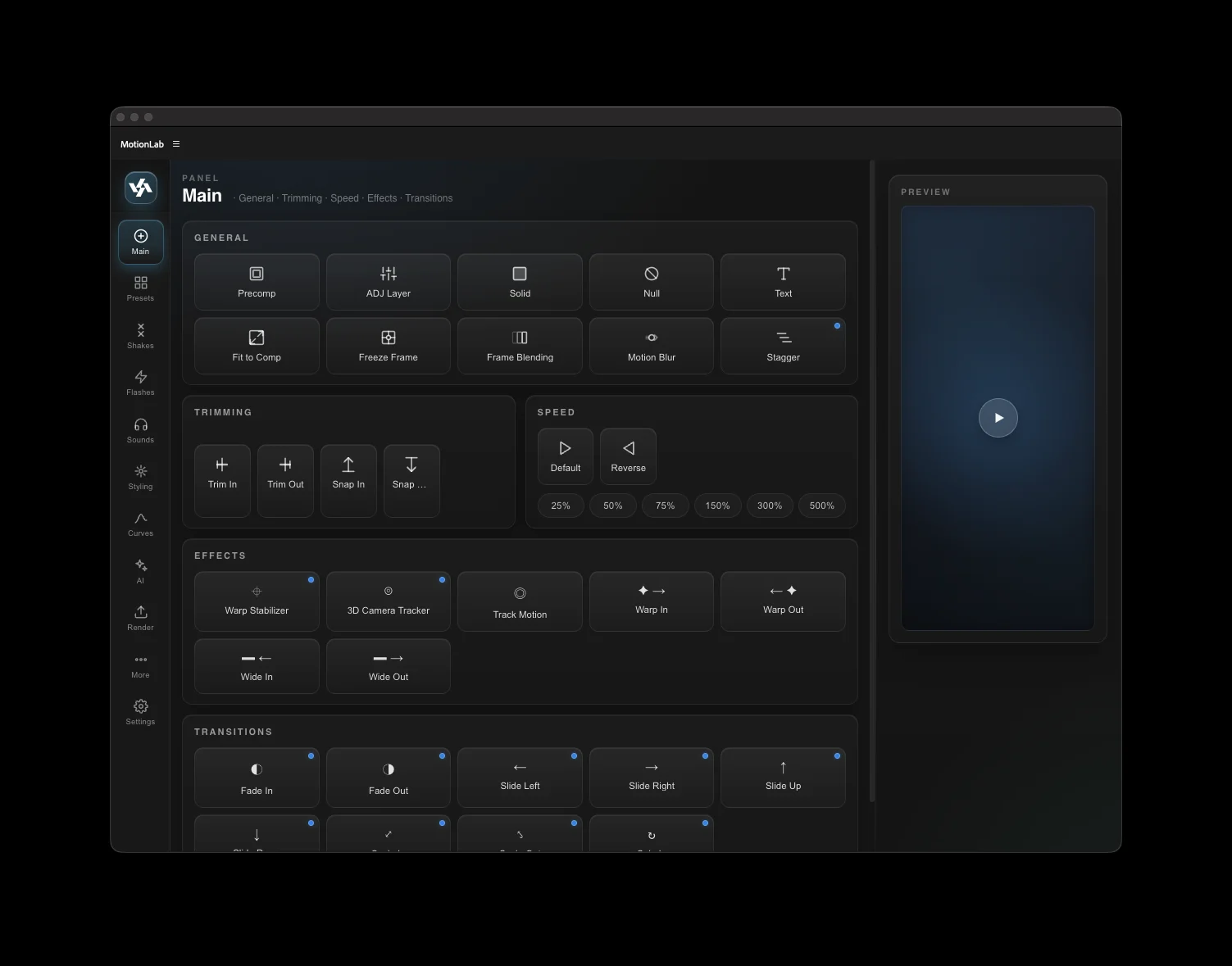 Main panel screenshot